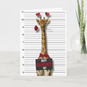 Glücklicher Valentinstag Mugshot Schuldiger Giraff Karte