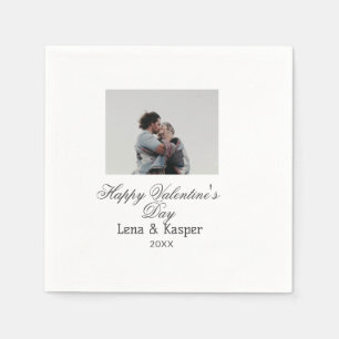 Glücklicher Valentinstag Paar Foto modern einfach Serviette