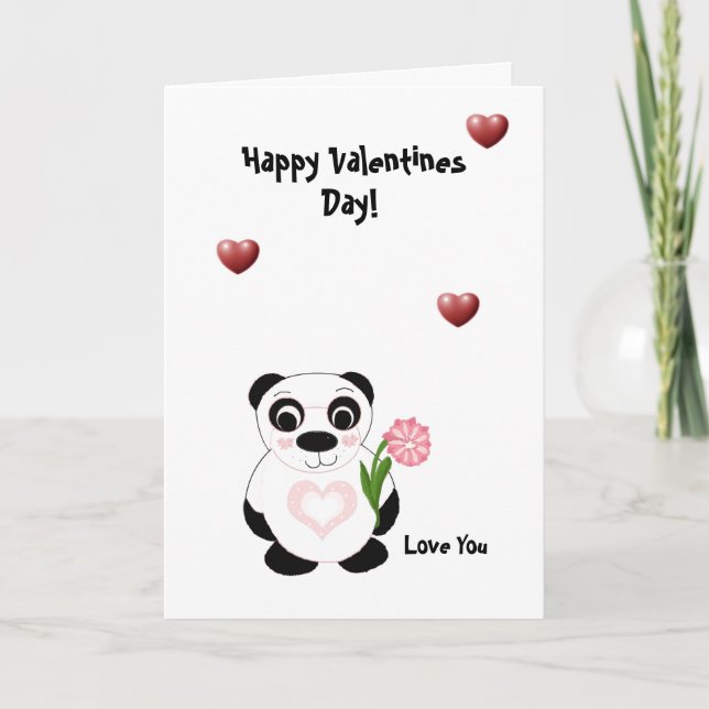 Glücklicher Valentinstag - Panda-Bär Feiertagskarte (Vorderseite)