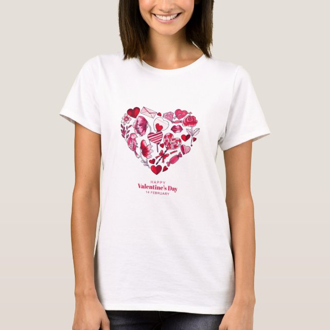 "Glücklicher Valentinstag - Romantische Liebe" T-Shirt (Vorderseite)