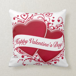 Glücklicher Valentinstag! Rote Herzen Kissen