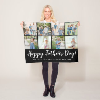Glücklicher Vater Tag 8 Foto Collage Schwarz Fleecedecke