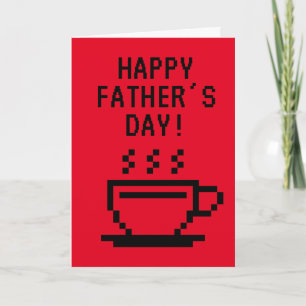 Glücklicher Vatertag Grußkarte mit Pixel-Art-Kaffe Karte