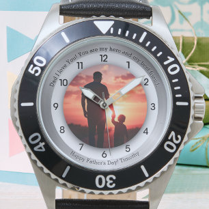 Glücklicher Vatertag Nachrichten und Foto Armbanduhr