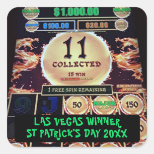 Glücklicher Vegas-Gewinner St. Patrick's Day Braut Quadratischer Aufkleber