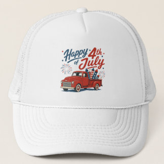 Glücklicher vierter Juli Patriotischer LKW  Truckerkappe