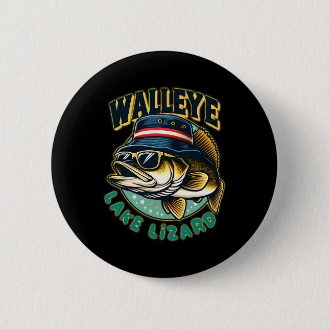 Glücklicher Walleye-See-Echsen-Angeln  Button (Vorderseite)