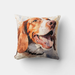 Glücklicher Wasserfarben-Hund-Kunst-Druck Kissen