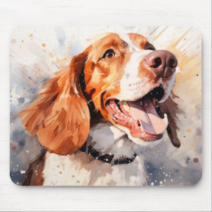 Glücklicher Wasserfarben-Hund-Kunst-Druck Mousepad