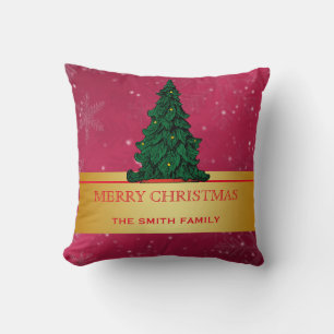 Glücklicher Weihnachtsbaum Gold Glitter Stern Kissen