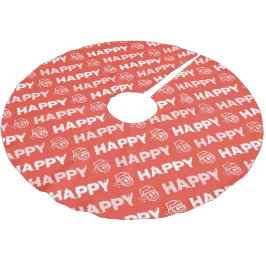 Glücklicher Weihnachtsbaumrock Polyester Weihnachtsbaumdecke