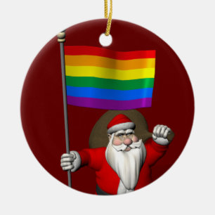 Glücklicher Weihnachtsmann mit Gay Keramik Ornament
