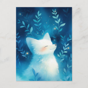 Glücklicher Weißer Fuchs im Blauen Mitternachtsgar Postkarte
