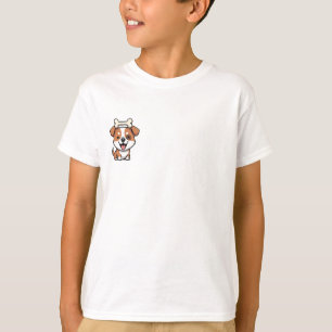 Glücklicher Welpe balanciert einen Knochen Kinder T-Shirt