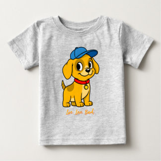 Glücklicher Welpe in blauer Mütze Baby T-shirt