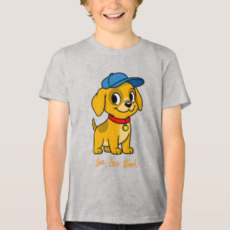 Glücklicher Welpe in blauer Mütze Tri-Blend Shirt