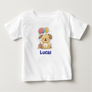 Glücklicher Welpe, Junge, Lass uns feiern, 1. Gebu Baby T-shirt