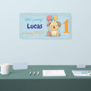 Glücklicher Welpe, Junge, Lass uns feiern, 1. Gebu Banner