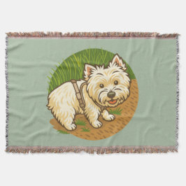 Glücklicher Westie auf dem Naturpfad Decke