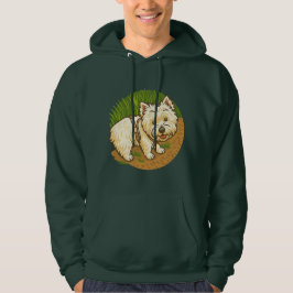 Glücklicher Westie auf dem Naturpfad Hoodie