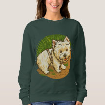 Glücklicher Westie auf dem Naturpfad