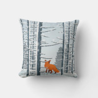 Glücklicher Winter mit Waldlandschaft und Fuchs
