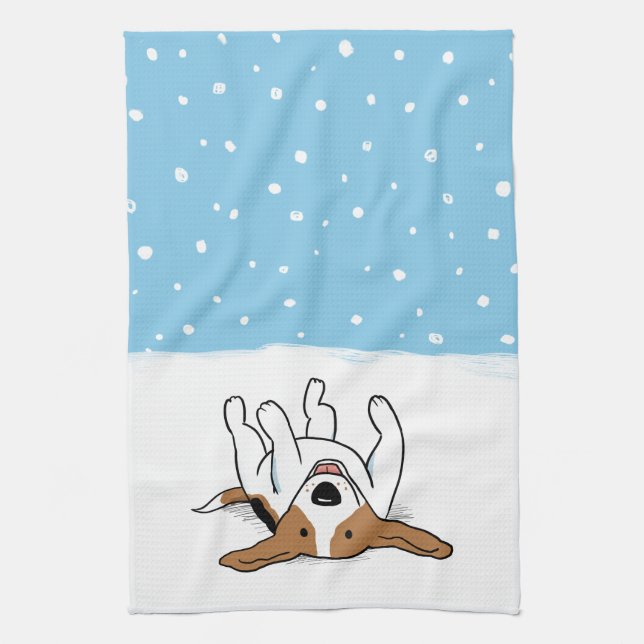 Glücklicher Winter-Schnee-Beagle - niedlicher Küchentuch (Vertikal)