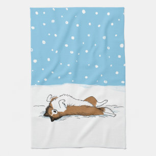 Glücklicher Winter-Schnee Sheltie - niedlicher di Handtuch