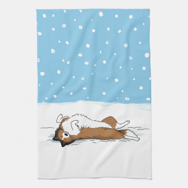 Glücklicher Winter-Schnee Sheltie - niedlicher die Handtuch (Vertikal)
