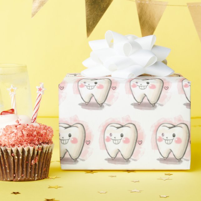 Glücklicher Zahn Geschenkpapier (Geburtstagsparty)