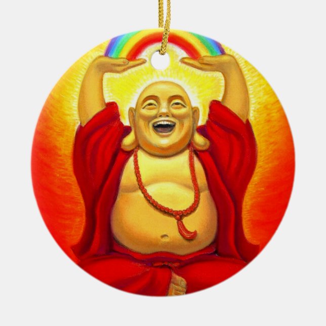 Glücklicher Zen, der Buddha-Verzierung lacht Keramik Ornament (Vorne)
