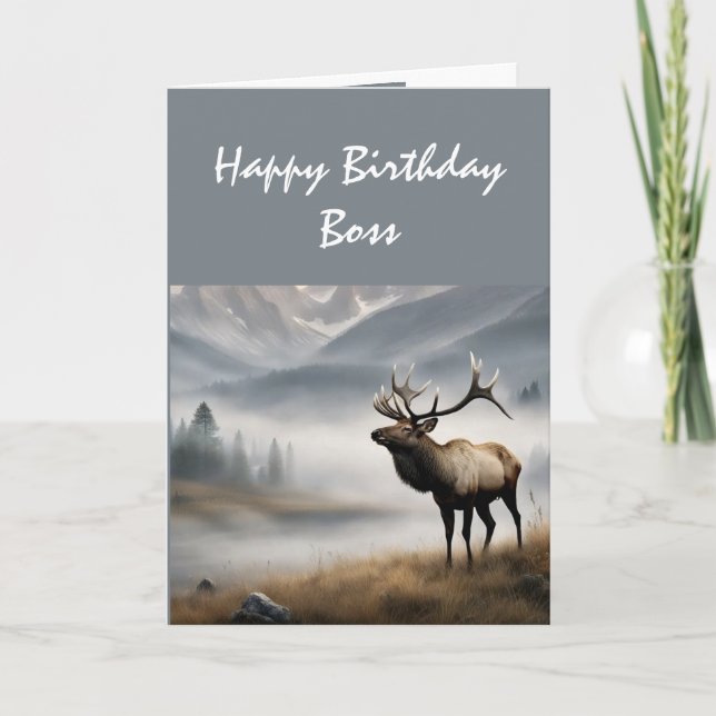 Glücklicher zum Geburtstag Elk Boss, der herausrag Karte (Vorderseite)