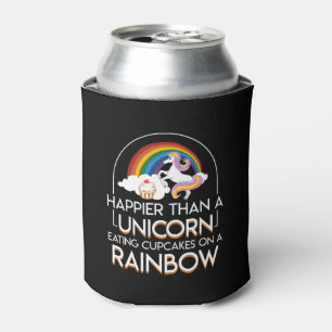 Glücklicheres Einhorn, das Kuchen-Regenbogen isst Dosenkühler