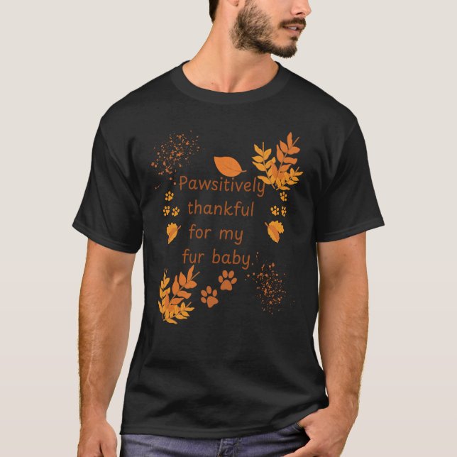 Glücklicherweise dankbar für meinen Pelzbaby-Ernte T-Shirt (Vorderseite)