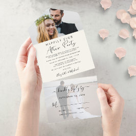 Glücklicherweise immer nach 2 Fotos Hochzeitsempfa All In One Einladung