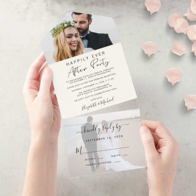 Glücklicherweise immer nach 2 Fotos Hochzeitsempfa All In One Einladung (Von Creator hochgeladen)