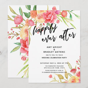 Glücklicherweise immer nach Boho Blume Hochzeit Em Einladung