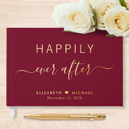 Glücklicherweise immer nach Burgunder Hochzeit Gästebuch