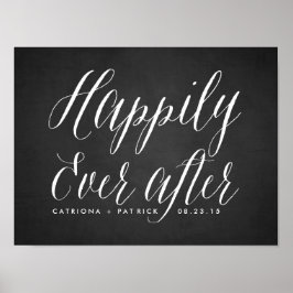 Glücklicherweise immer nach Chalkboard Hochzeitspo Poster