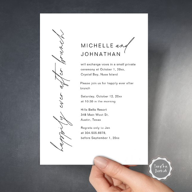 Glücklicherweise immer nach dem Abendessen, Hochze Einladung (Happily Ever After Party, Wedding Brunch Celebration Invitation Card, Printed and Digital File.)