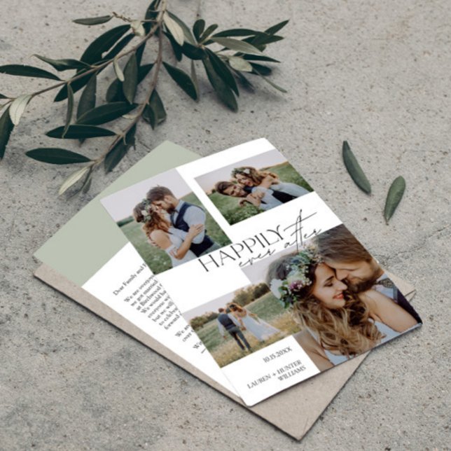 Glücklicherweise immer nach dem eleganten Foto Mod Ankündigung (Easily personalize this wedding announcement with your deets and photos)