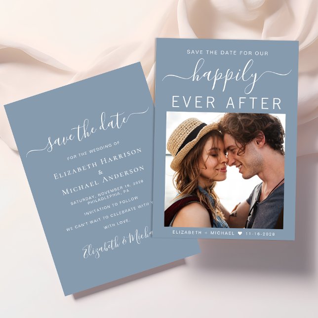 Glücklicherweise immer nach dem Foto Dusty Blue Save The Date (Von Creator hochgeladen)