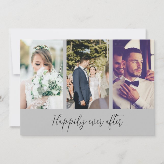 Glücklicherweise immer nach dem Foto Hochzeit Dank Dankeskarte (Vorderseite)
