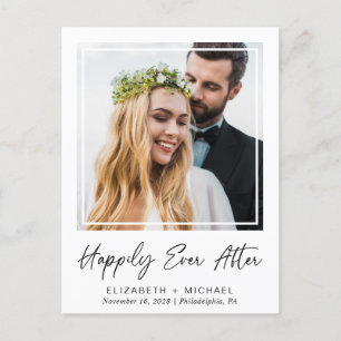 Glücklicherweise immer nach dem Foto Hochzeit Empf Ankündigungspostkarte