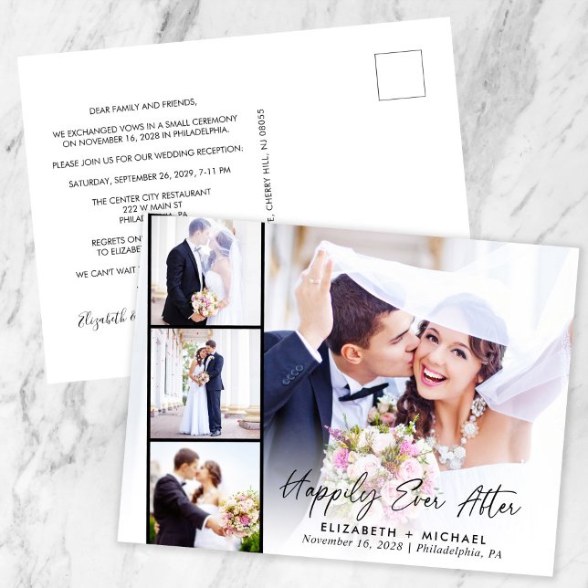Glücklicherweise immer nach dem Foto Hochzeit Empf Einladungspostkarte (Von Creator hochgeladen)
