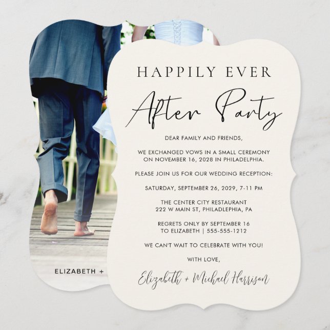 Glücklicherweise immer nach dem Foto Hochzeit Reze Ankündigung (Vorne/Hinten)