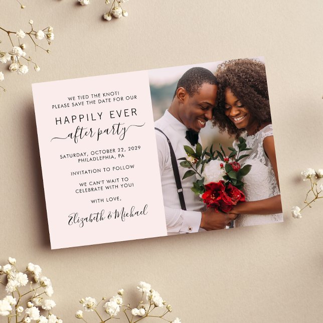 Glücklicherweise immer nach dem Foto rosa Hochzeit Save The Date (Von Creator hochgeladen)