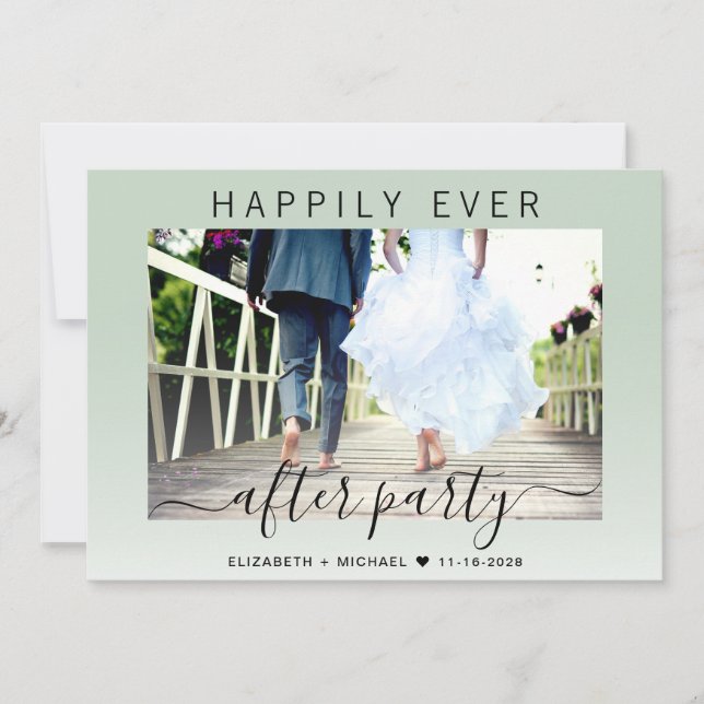 Glücklicherweise immer nach dem Foto Sage Hochzeit Ankündigung (Vorderseite)
