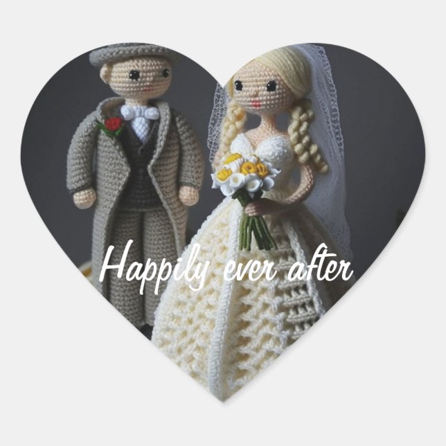 Glücklicherweise immer nach dem Hochzeitsticker Herz-Aufkleber (Vorderseite)