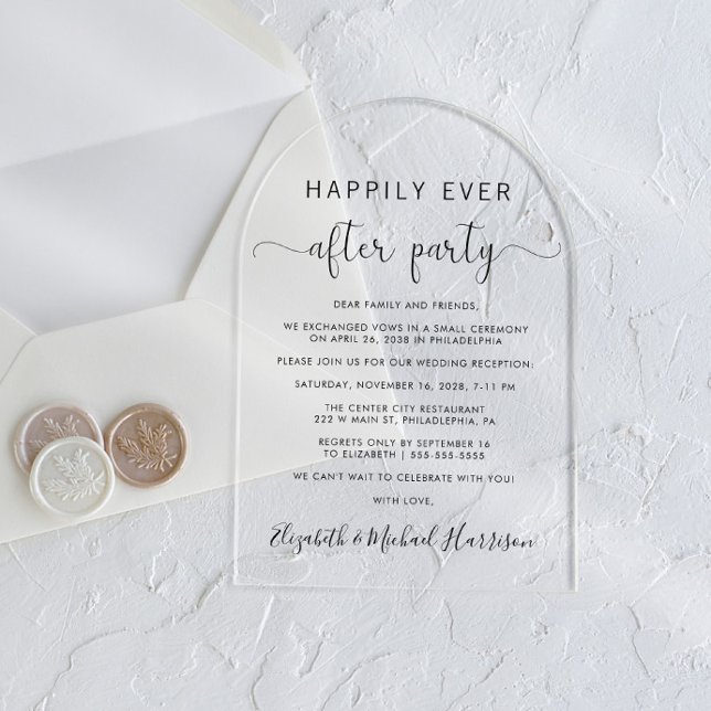 Glücklicherweise immer nach dem Party Arch Hochzei Acryleinladungen (Start your forever with elegant arch-shaped acrylic invitations for a timeless Happily Ever After)